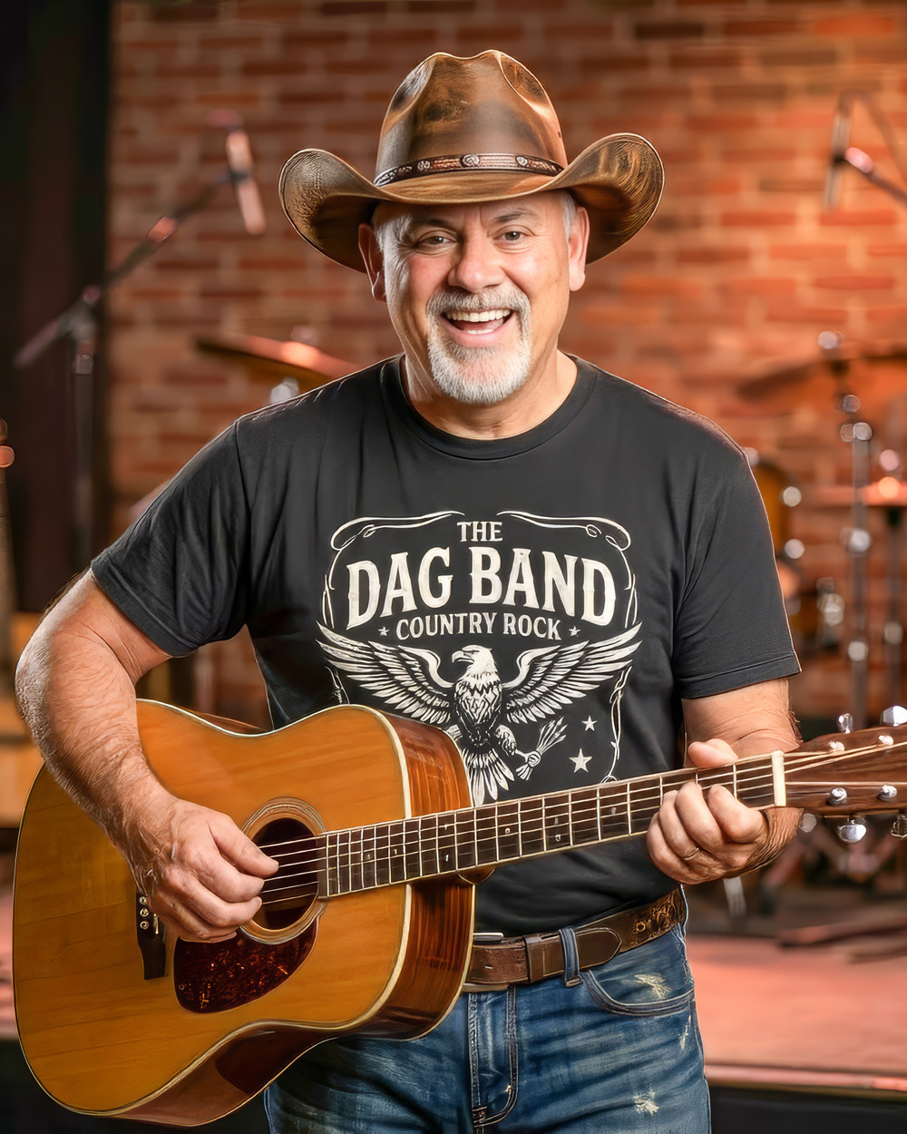 The DAG Band frontman with an acoustic guitar